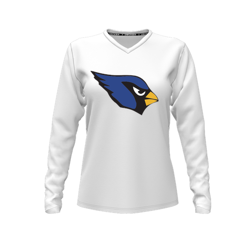 [FTLVPTWH-FYXS-LOGO1] Decker Performance T-Shirt (Female Youth XS, White, V Neck, Logo 1, Long Sleeve)