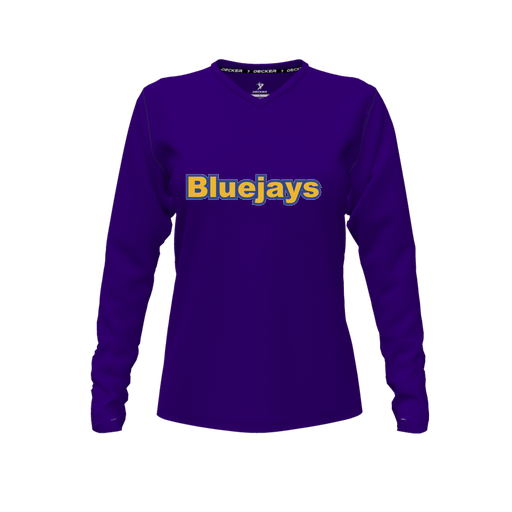 [FTLVCFPP-FYXS-LOGO2] Comfort T-Shirt (Female Youth XS, Purple, V Neck, Logo 2, Long Sleeve)