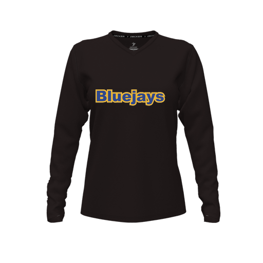 [FTLVPTBK-FYXS-LOGO3] Decker Performance T-Shirt (Female Youth XS, Black, V Neck, Logo 3, Long Sleeve)