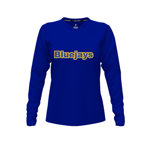 [FTLVPTRY-FYXS-LOGO3] Decker Performance T-Shirt (Female Youth XS, Royal, V Neck, Logo 3, Long Sleeve)