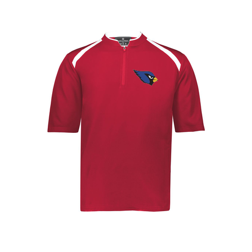[229581-AS-RED-LOGO1] Men's Dugout Short Sleeve Pullover (Adult S, Red, Logo 1)