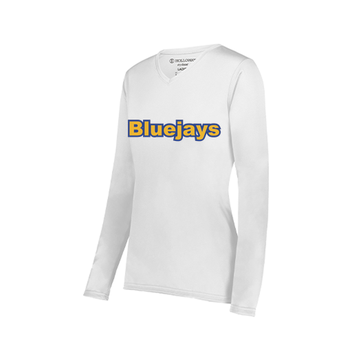 [222824.005.S-LOGO2] Ladies LS Smooth Sport Shirt (Female Adult S, White, Logo 2)