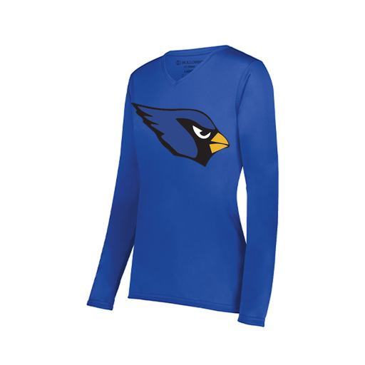 [222824.060.S-LOGO1] Ladies LS Smooth Sport Shirt (Female Adult S, Royal, Logo 1)